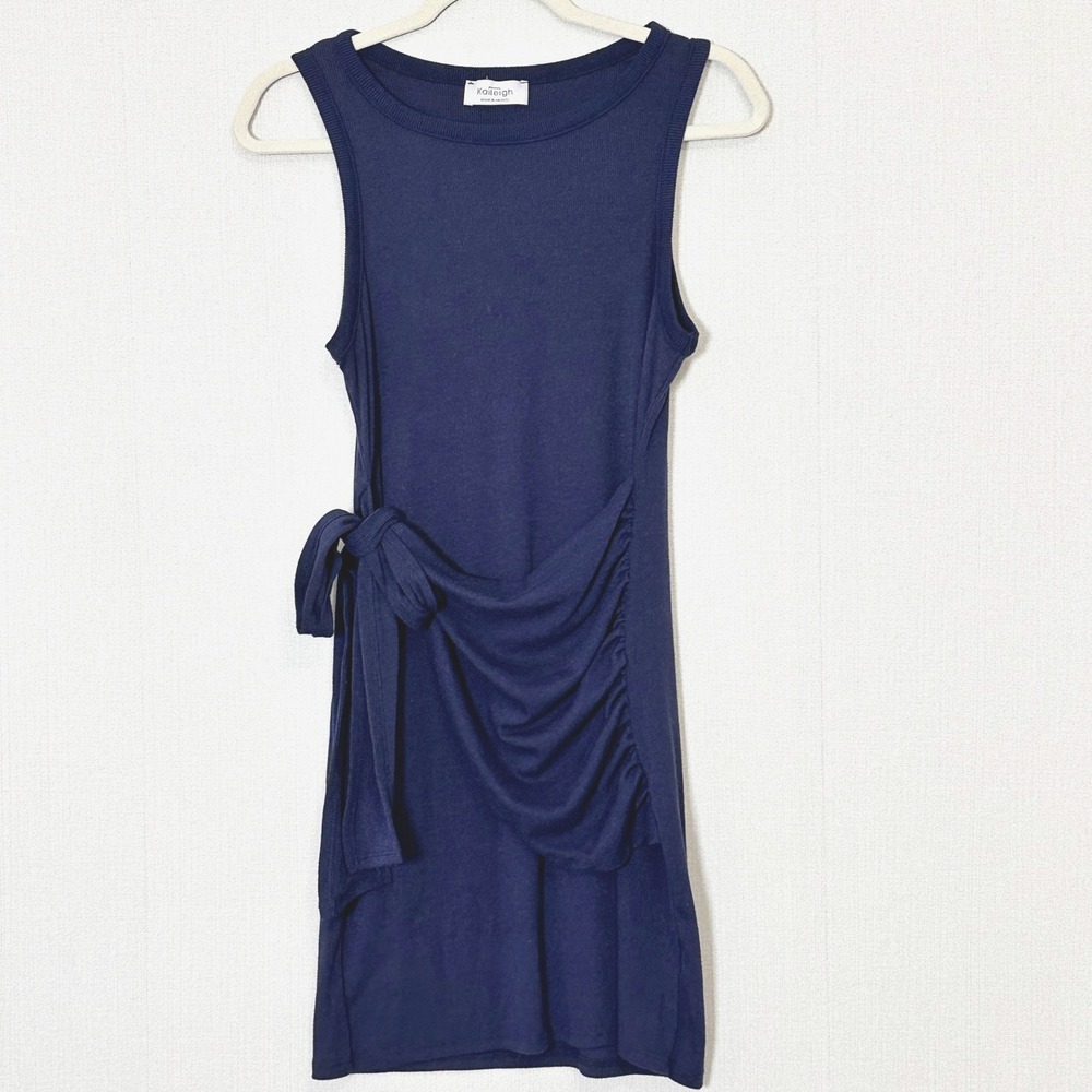 Stitch Fix Kaileigh Navy Ribbed Stretch Bodycon Faux Wrap Mini Dress Medium